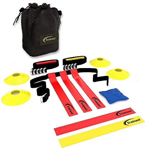 FLAG FOOTBALL SET By Trained,10 man Set ,Premium Football Gear , Flags, Belts, eBook & More, Bonus: Stylish Carry Bag (Durable Nylon)