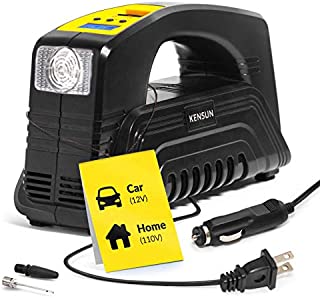 Kensun Model J Tire Inflator AC/DC for Car 12V DC and Home 110V AC Portable Air Compressor Pump for Car, and Other Inflatables