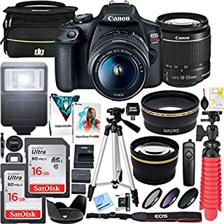 Canon T7 EOS Rebel DSLR Camera with EF-S 18-55mm f/3.5-5.6 is II Lens Bundle with Deco Gear Camera Bag Case Plus Double Battery Photo Video Tripod Software Kit and Accessories