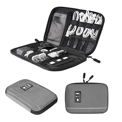 BAGSMART Electronic Organizer Travel Universal Cable Organizer Electronics Accessories Cases for Cable, Charger, Phone, USB, SD Card, Grey