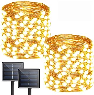 Albelt 2-Pack Each 72ft 200 LED Solar Lights Outdoor String (Ultra-Bright & Extra-Long), Upgraded Solar Christmas Lights, IP65 Waterproof Copper Wire 8 Modes Solar Powered Fairy Lights (Warm White)