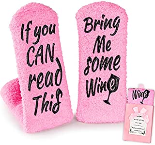 Wine Gifts for Women Her, Christmas Present Funny Gifts for Mom Grandma Friend, Birthday Gift Ideas, If You Can Read This Bring Me Some Wine Socks, Stocking Stuffers Wine Accessories Gift Boxes - Pink