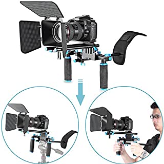 Neewer DSLR Movie Video Making Rig Set System Kit for Camcorder or DSLR Camera Such as Canon Nikon Sony Pentax Fujifilm Panasonic,Include:(1) Shoulder Mount+(1) 15mm Rail Rod System+(1) Matte Box