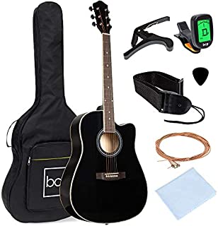 Best Choice Products 41in Full Size Beginner All Wood Acoustic Guitar Starter Set with Case, Strap, Capo, Strings, Picks, Tuner - Black