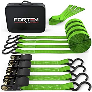 FORTEM Ratchet Tie Down Straps (Green 4-Pack)