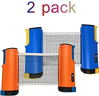 JP WinLook Ping Pong Net - 2 Pack; Retractable Table Tennis Nets & Post Set; Adjustable Any Table Anywhere; Portable Holder Cover Case; Indoor Outdoor Game Replacement Accessories; Bracket Clamps