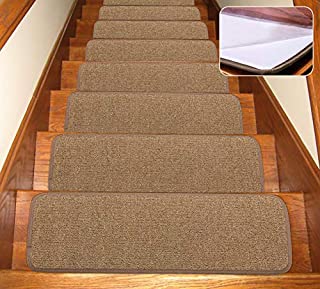 Seloom Stair Treads Carpet Non-Slip with Skid Resistant Rubber Backing Specialized for Indoor Wood Steps, Removable Washable Step Floor Rugs for Stair (30x8Inch, Brown)