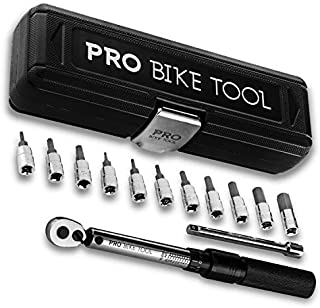 Pro Bike Tool 1/4 Inch Drive Click Torque Wrench Set  2 to 20 Nm  Bicycle Maintenance Kit for Road & Mountain Bikes, Motorcycle Multitool - Includes Allen & Torx Sockets, Extension Bar & Storage Box