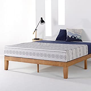 Mellow Naturalista Classic - 12 Inch Solid Wood Platform Bed with Wooden Slats, No Box Spring Needed, Easy Assembly, Queen,Natural Pine