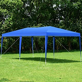 Tangkula 10X20 EZ Pop Up Tent Gazebo Outdoor Garden Wedding Party Canopy Shelter with Carry Bag (Green/Blue) (Bule)