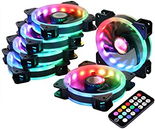 LEDdess Wireless RF Control RGB LED 120mm Case Fan for PC Cases, CPU Coolers, Radiators System (6pcs RGB Fans, 2nd Gen RF Remote Controller, A Series)