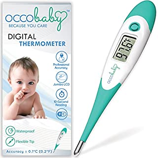 OCCObaby Clinical Digital Baby Thermometer - Flexible Tip and 10 Second Fever Read by Rectal & Oral | Waterproof Medical Thermometer for Infants & Toddlers