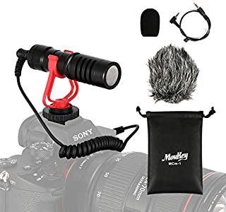 Moukey MCM-1 DSLR Camera Microphone, External Video Mic Shotgun for Phone, Smartphone, Vlogging, Canon/Nikon/Sony Camera