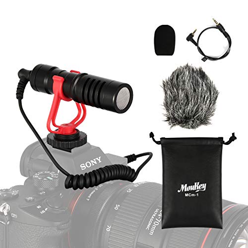 Moukey MCM-1 DSLR Camera Microphone, External Video Mic Shotgun for Phone, Smartphone, Vlogging, Canon/Nikon/Sony Camera