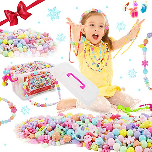 KIDDYCOLOR Jewelry Making Kit,Pop Beads 1000PCS DIY Art Craft Toys for 3 4 5 6 7 8 Year Old Girls.Making Necklace Bracelet Ring for Christmas Birthday Gifts.