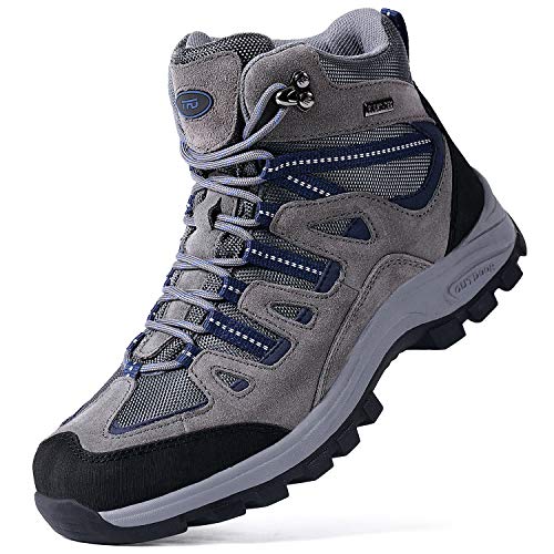 TFO Waterproof Hiking Boots for Men Breathable Non-Slip Work Boots for Trekking, Trails & Walking Grey