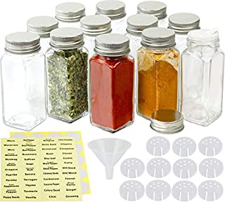 SimpleHouseware 12 Square Spice Bottles (4oz) w/label Set