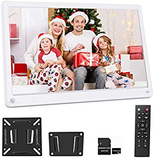 15.6 Inch Digital Picture Frame 1920x1080 IPS Screen 2.4G Remote Controller Include 32GB SD Card Motion Sensor, Photo Auto Rotate, Auto Time On/Off, Background Music, Wall Mounted(White)