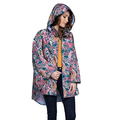 November Rain Waterproof Poncho - Rain Jacket with Hood (Oriental Bird)