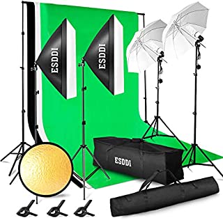 ESDDI Lighting Kit Adjustable Max Size 2.6Mx3M Background Support System 3 Color Backdrop Fabric Photo Studio Softbox Sets Continuous Umbrella Light Stand with Portable Bag