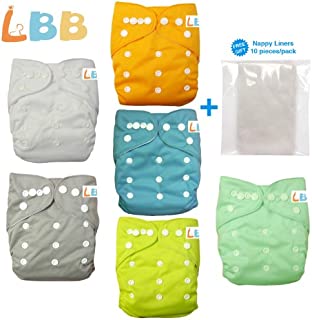 Baby Double Rows of Snaps 6pcs Pack Fitted Pocket Washable Adjustable Cloth Diaper(Netural Color)6BM98, AMGrey, One Size