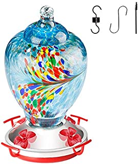 Rayhome Hummingbird Feeder for Garden Outdoors, Glass Bird Feeder,Colorful Garden Bird Feeder Easy to Attract Birds,Easy to Set Up