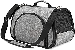 Kangrow Elegant Soft-Sided Carriers for Medium & Large Cats, Small Dogs, Airline Approved Pet Travel Carrier with Built-in Safety Leash, Portable, Foldable & Washable, Medium Size, Grey