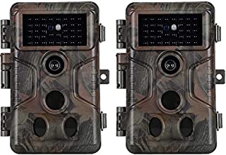 2-Pack No Glow Game & Deer Trail Cameras 20MP 1080P H.264 Video 100ft Night Vision Motion Activated 0.1S Trigger Speed Waterproof Security Cameras for Home and Outdoor Surveillance & Wildlife Hunting