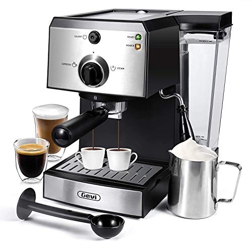 Espresso Machines 15 Bar Coffee Maker Cappuccino Machine with Adjustment Milk Frother for Espresso, Latte and Mocha, 1.5L Removable Water Tank and Double Temperature Control System, Black, 1100W