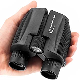 Aurosports 10x25 Folding High Powered Compact Binoculars for Adults Kids With Weak Light Night Vision Clear Binocular for Bird Watching Great for Outdoor Sports Games and Concerts