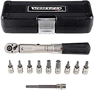 Venzo Bicycle Bike 1/4 Inch Driver - Torque Wrench Allen Key Tools Socket Set Kit 2-24Nm - Small Adjustable