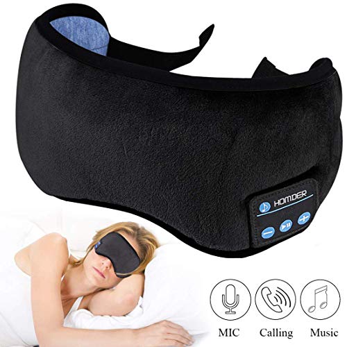 Homder Sleep Headphones Bluetooth 5.0 Eye Mask for Men Women, Noise Cancelling Sleeping Mask Block Light, Soft Comfort with Adjustable Strap for Sleeping, Travel, Washable