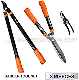 iGarden 3 Piece Combo Garden Tool Set with Lopper, Hedge Shears and Pruner Shears, Tree & Shrub Care Kit