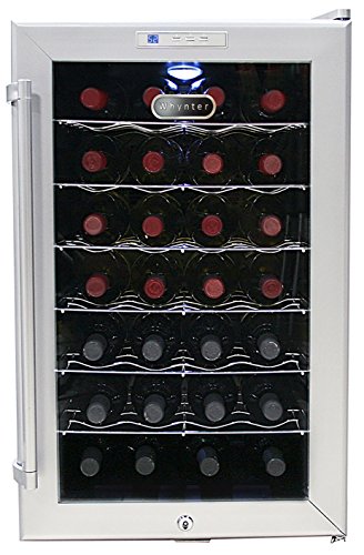 Whynter WC28S SNO 28 Bottle Wine Cooler, Platinum with Lock