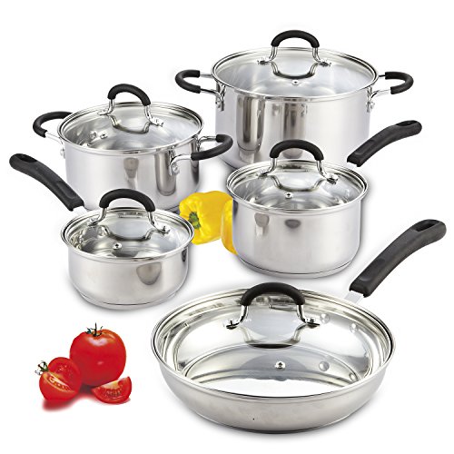 Cook N Home 10-Piece Stainless Steel Cookware Set