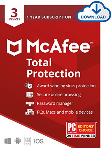 McAfee Total Protection, 3 Device, Antivirus Software, Internet Security, 1 Year Subscription - 2020 Ready [Download Code]