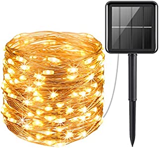 AMIR Upgraded Solar Powered String Lights, Mini 100 LED Copper Wire Lights, Fairy Lights, Indoor Outdoor Waterproof Solar Decoration Lights for Gardens, Home, Party, Halloween, Christmas (Warm White)