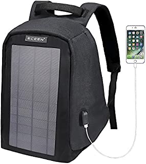 ECEEN Solar Backpack Anti-theft Travel Laptop Backpacks 10 Watts Solar Panel