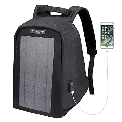 ECEEN Solar Backpack Anti-theft Travel Laptop Backpacks 10 Watts Solar Panel