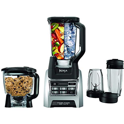 Nutri Ninja Blender Kitchen System, Auto-iQ 1200 Watt 72oz Total Crushing Pitcher and 8-Cup Processor Bowl BL685 (Renewed)