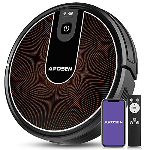 APOSEN Robot Vacuum, Super Thin & Quiet Smart Robot Vacuum Cleaner with Mapping, 2200Pa Strong Suction, Self Charging Robotic Vacuums Connected with WiFi, Alexa, Best for Pet Hair/Hard Floor/Carpet