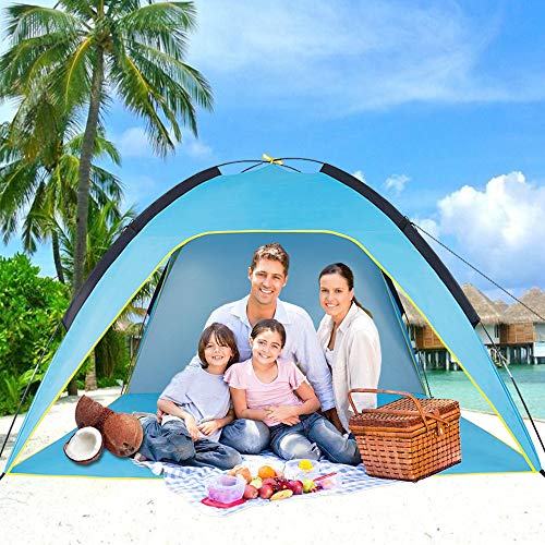 Sumerice Family Beach Tent and Sun Shade UV Cabana Shelter | Camping, Hiking, Fishing | Lightweight, Portable, Breathable, and Windproof | Collapsible (Blue)