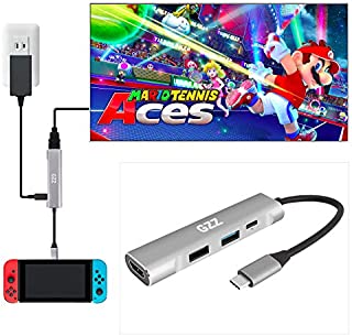 USB Type C to HDMI Digital AV Multiport Hub, USB-C (USB3.1) Adapter for Nintendo Switch, Samsung DEX Mode, MacBook Pro and More, with USB3.0, USB2.0, 4K HDMI and PD Charging, Portable Dock Aluminium