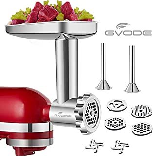 Stainless Steel Food Grinder Accessories for KitchenAid Stand Mixers Including Sausage Stuffer, Stainless Steel,Dishwasher Safe