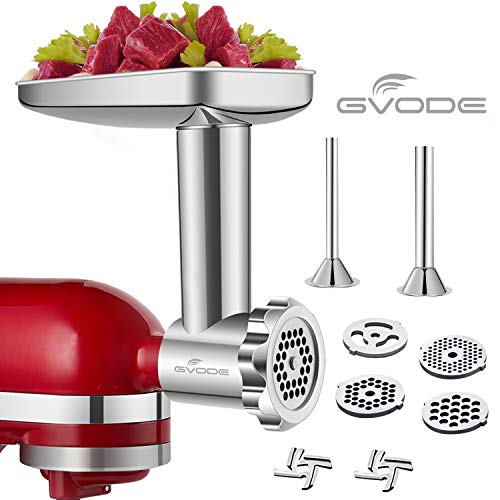 Stainless Steel Food Grinder Accessories for KitchenAid Stand Mixers Including Sausage Stuffer, Stainless Steel,Dishwasher Safe