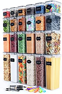 Chef's Path Airtight Food Storage Container Set - 24 PC - Kitchen & Pantry Organization - BPA-Free - Plastic Canisters with Durable Lids Ideal for Cereal, Flour & Sugar - Labels, Marker & Spoon Set