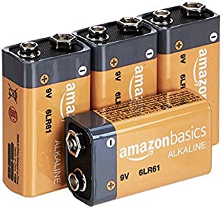 AmazonBasics 9 Volt Everyday Alkaline Batteries - Pack of 4