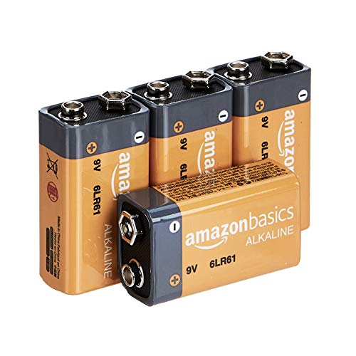 AmazonBasics 9 Volt Everyday Alkaline Batteries - Pack of 4