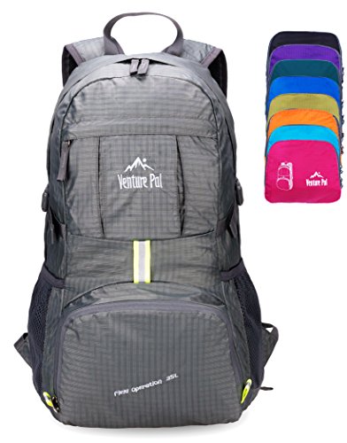 Venture Pal Lightweight Packable Durable Travel Hiking Backpack Daypack (Grey)