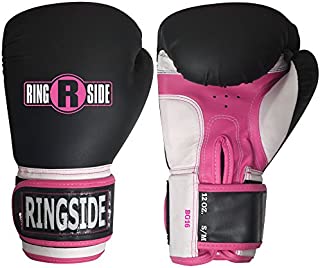 Ringside Pro Style Boxing Training Gloves Kickboxing Muay Thai Gel Sparring Punching Bag Mitts, Small/Medium, Black/Pink